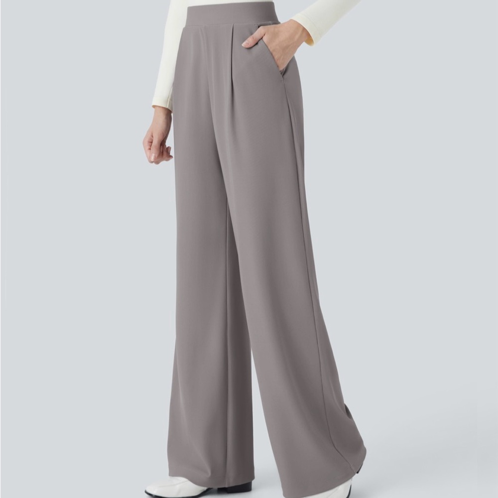 NWT- HALARA Wide-Leg High Waist Pants in Taupe Gray
